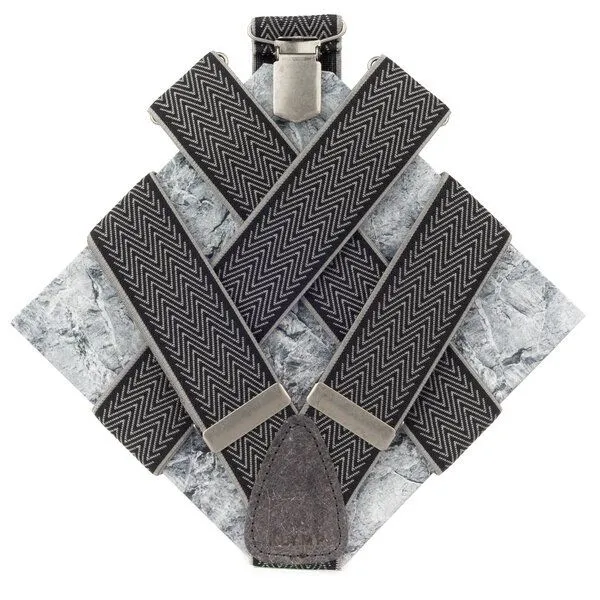 klYmp klYmp Hosenträger 'basic' zig-zag vegan, Silber-schwarz, – Produktbild 1 von 4
