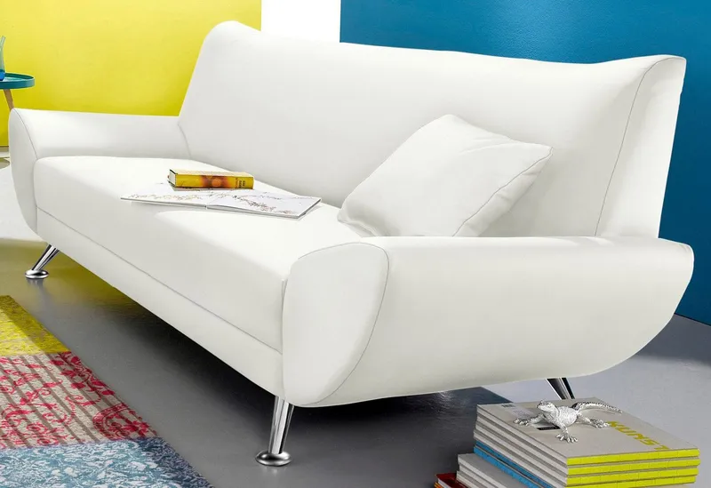 Home affaire 3-Sitzer Saltare elegant & komfortabel, toller Designfuß, bequem, Breite 205cm, Weiß, – Produktbild 3 von 5