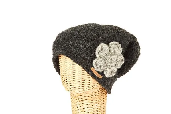 short'n'pietz short'n'pietz Schurwollmütze mit Blumenmotiv, Türkis, – Produktbild 2 von 2