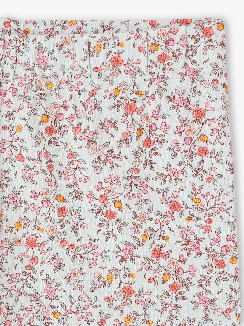 Vertbaudet Mädchen Leggings hell, Hellblau/rosa geblümt, – Produktbild 2 von 2