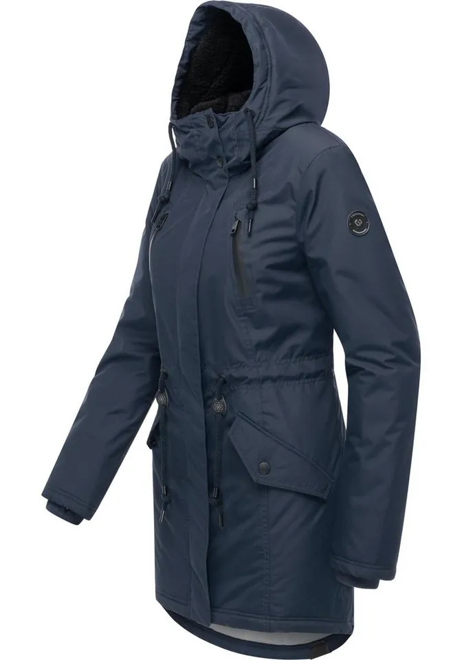 ragwear ragwear Wintermantel Elsien wasserdichter Winterparka mit Teddyfell-Futter, Blau, – Produktbild 3 von 3