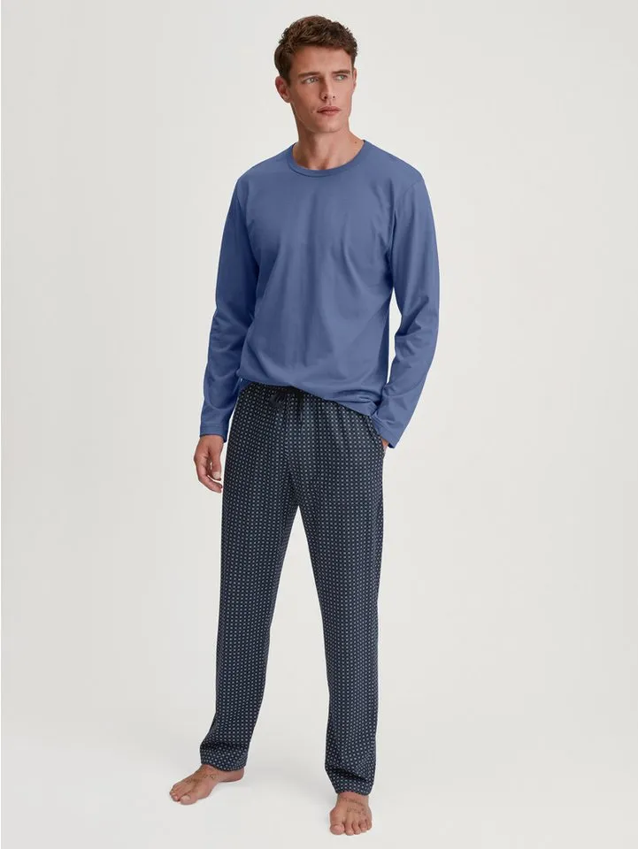 CALIDA CALIDA Pyjamahose Remix Basic Sleep lockerer gerader Schnitt, Gummibund, Seitentaschen, Single Jersey, Blau, – Produktbild 4 von 4