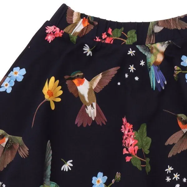 Walkiddy Walkiddy Kinder Rock GOTS-zertifiziert aus Bio-Baumwolle dunkel mit Kolibri- und Blumen-Muster, Blau, – Produktbild 3 von 3