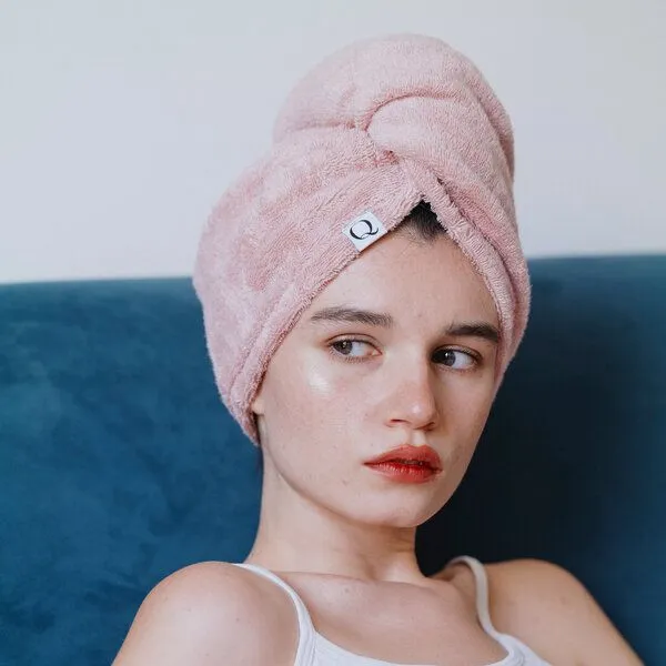 Qupro Qupro Turban-Handtuch vegane Seide - innen ultraglatt, Silver grey, – Produktbild 2 von 4