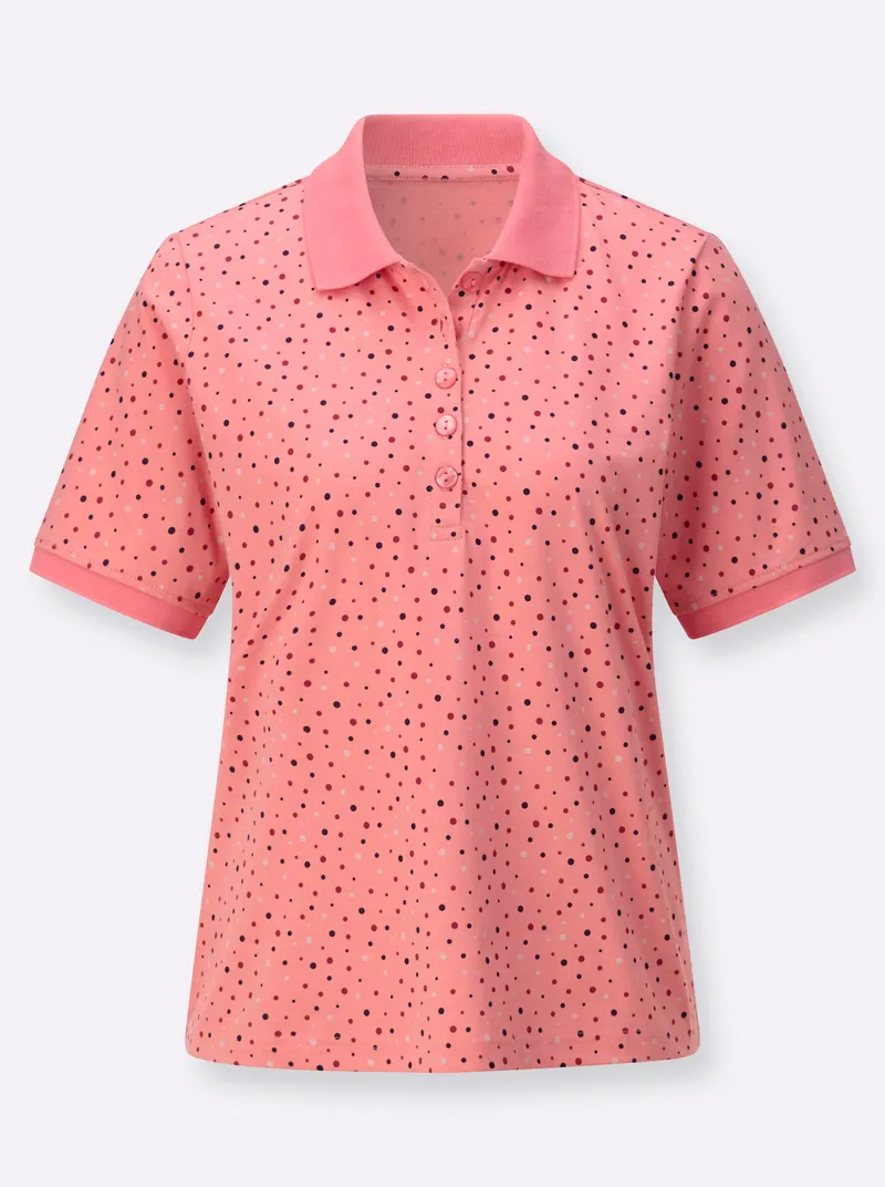 Witt Poloshirt flamingo-dunkelrot-getupft, Flamingo-dunkelrot-getupft, – Produktbild 2 von 2