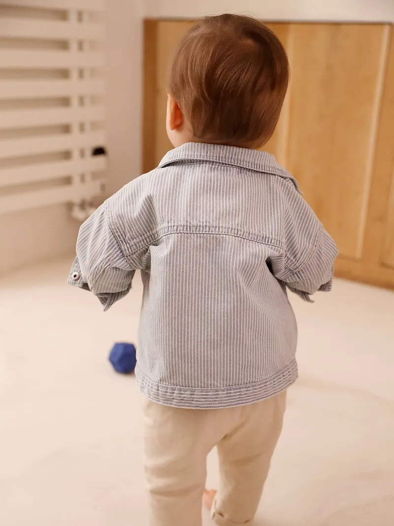 Vertbaudet Baby Jacke mit Streifen, Blau gestreift, – Produktbild 3 von 4