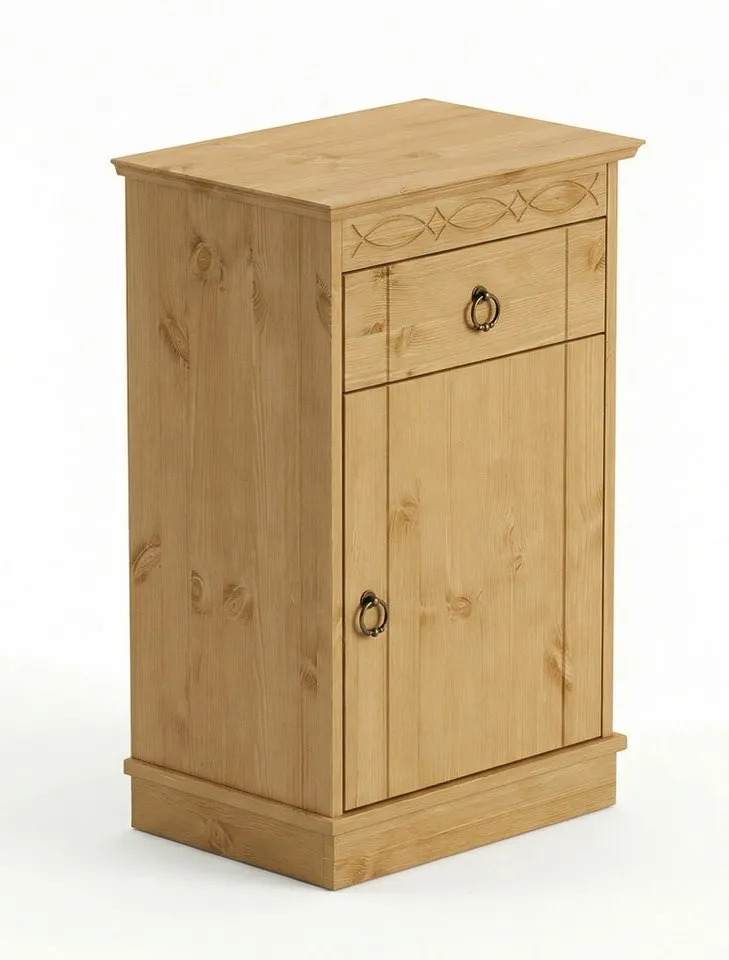 OTTO home Unterschrank Indra, Badschrank, Badmöbel, Badezimmerschrank (B/T/H: 46/32/73 cm) aus massiver Kiefer, mit Schublade, FSC®-zertifiziert, Beige, – Produktbild 2 von 5