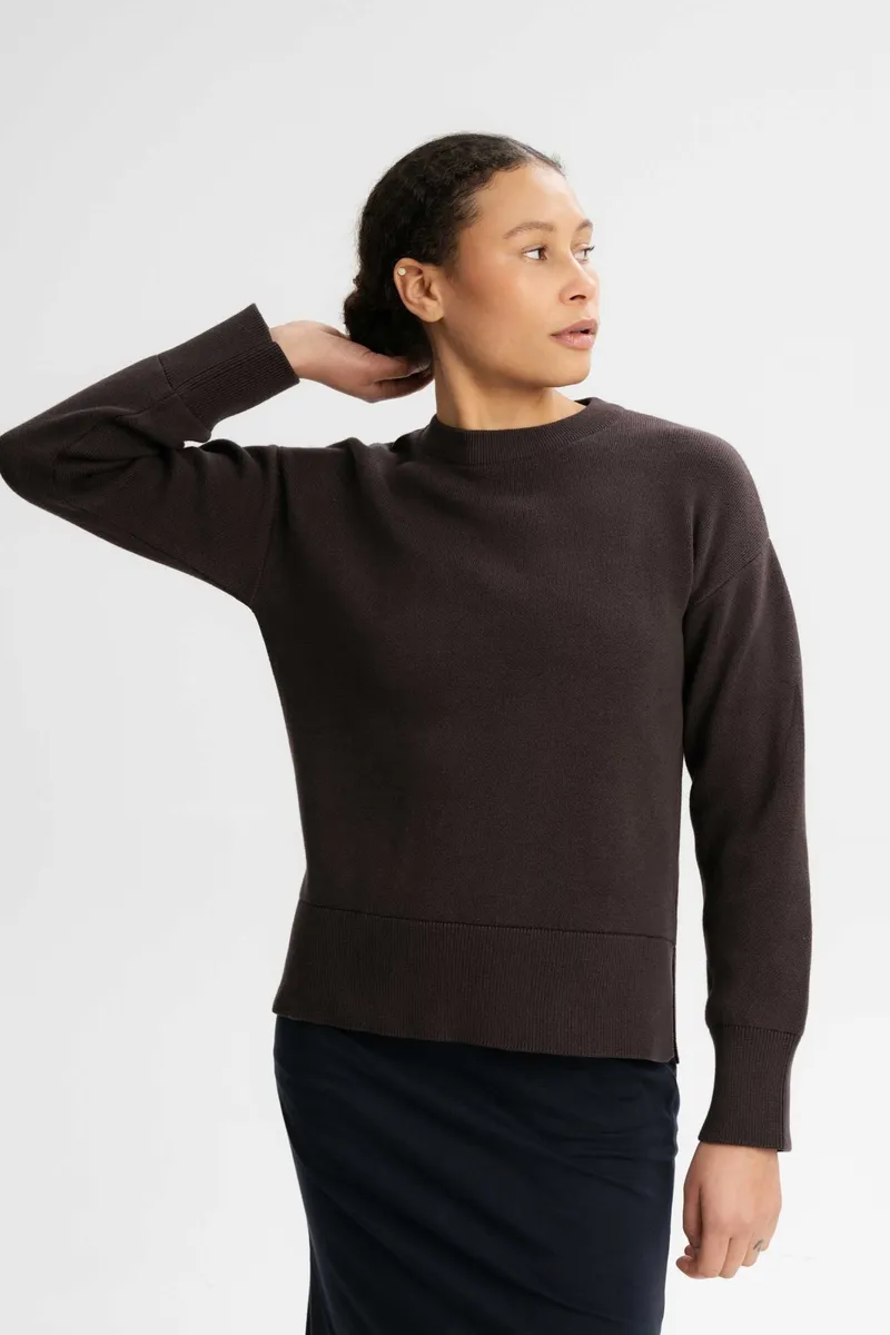MELA MELA Damen vegan Strickpullover Faiza Dunkelbraun, Dunkelbraun, – Produktbild 2 von 2