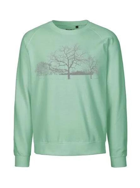 Peaces.bio - handbedruckte Biomode Peaces.bio - handbedruckte Biomode Sweatshirt Landscape Unisex, Mint, – Produktbild 1 von 2