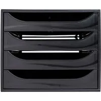 Exacompta Exacompta Schubladenbox "ECOBlack", DIN A4+, 4 Schubladen halboffen, schwarz – Produktbild 1 von 1