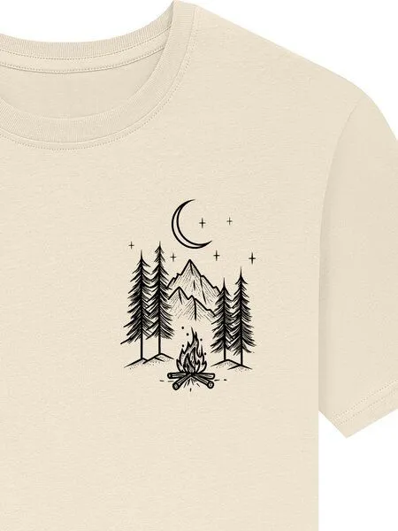 Spreecult Spreecult Kleines Lagerfeuer - Bio und Fair - Männer Unisex T-Shirt - Zelten Wald Camping, Natural (weiß), – Produktbild 2 von 3