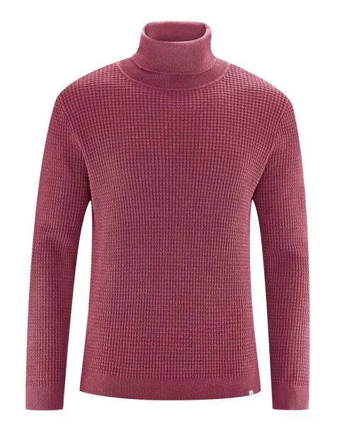 HempAge HempAge Rollkragen Pullover Herren Hanf/Biobaumwolle, Tinto(rot), – Produktbild 1 von 3