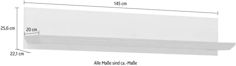 FORTE Wandregal Iloppa, Breite 145 und 205 cm, Weiß, – Produktbild 5 von 5