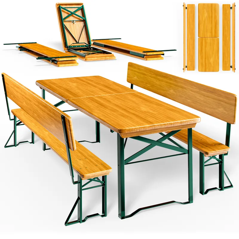 Casaria® Bierzeltgarnitur für 8 Personen 170x70x75cm klappbar mit Rückenlehne, Braun, – Produktbild 1 von 2