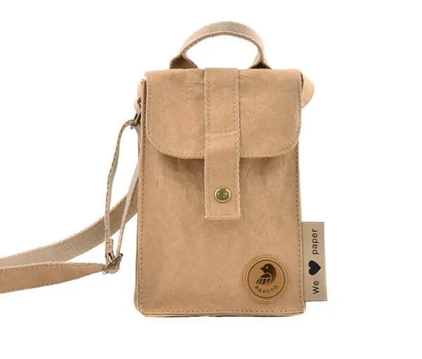 PAPERO PAPERO Handy Umhängetasche aus Papier RFID Bauchtasche, Braun, – Produktbild 2 von 4