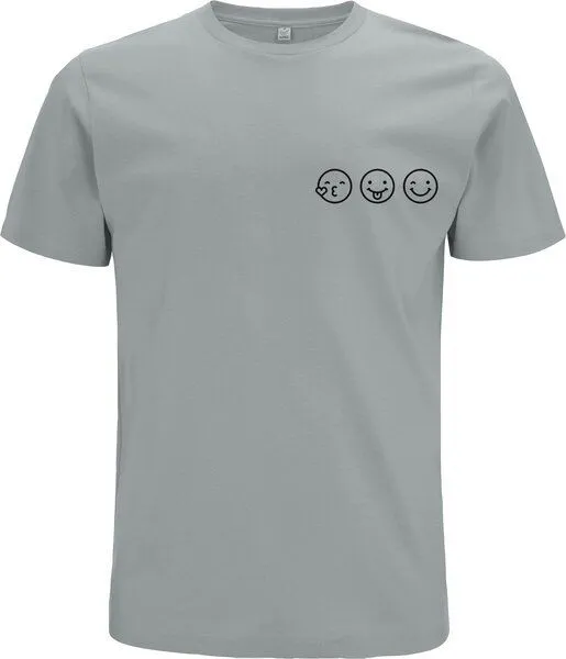 Spreecult Spreecult Smile - Bio und Fair - Männer Unisex T-Shirt - Smiley Emoji Shirt, Opal, – Produktbild 2 von 3