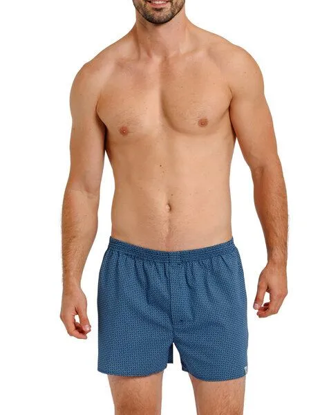 Haasis Bodywear Haasis Bodywear Herren Web-Boxer Print, verdeckte Knopfleiste, 2er Pack, Navy/print, – Produktbild 3 von 4