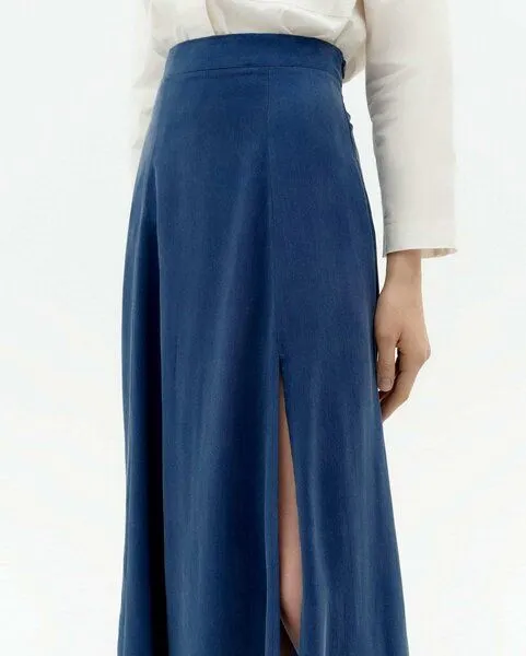thinking mu thinking mu Tora Skirt - Damen Rock aus Cupro, Cobalt (blau), – Produktbild 3 von 4
