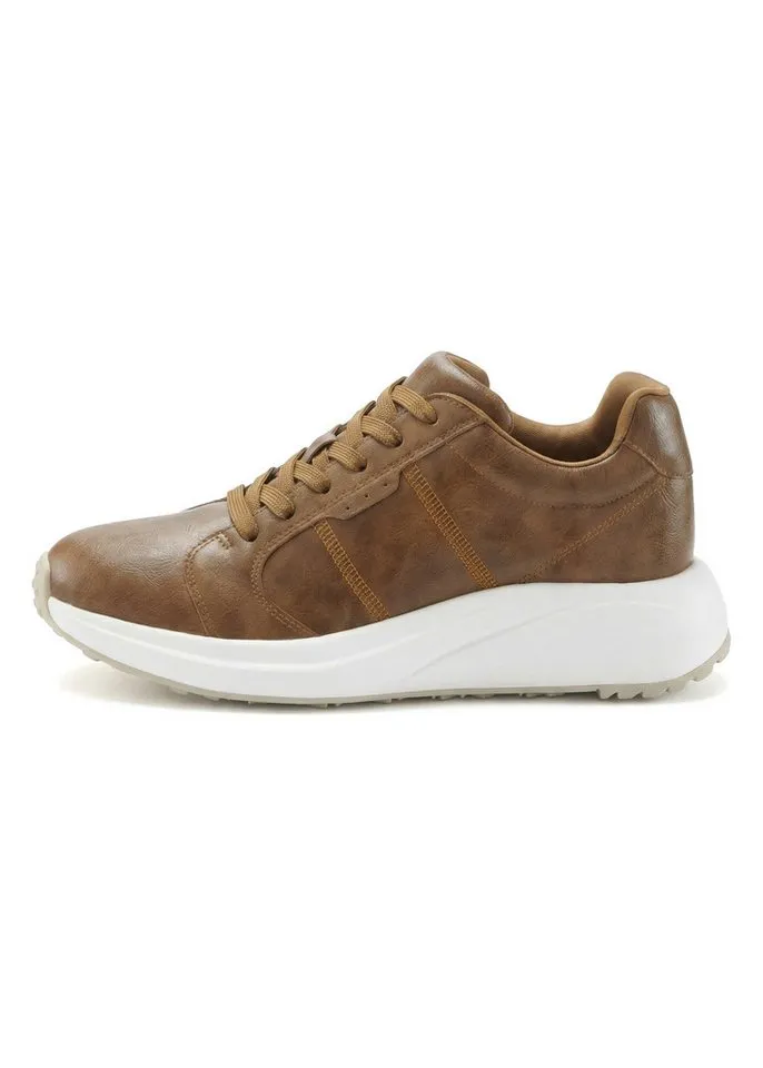 John Devin John Devin Schnürschuh, Freizeitschuh, Halbschuh, Turnschuh, Schnürhalbschuh Sneaker mit modischer Sohle VEGAN, Braun, – Produktbild 3 von 5