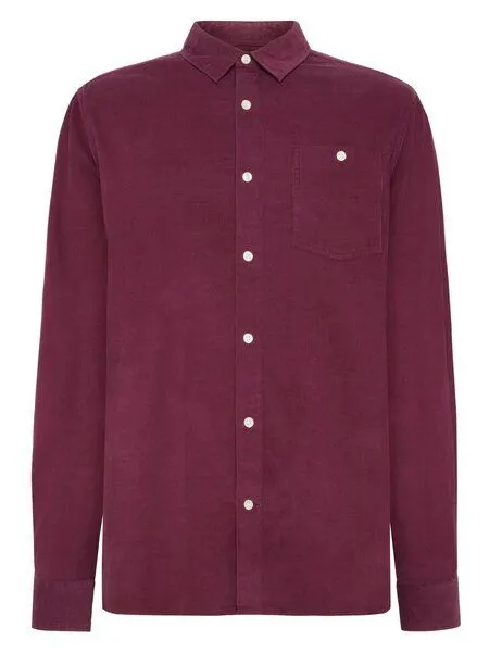 KnowledgeCotton Apparel KnowledgeCotton Apparel Cord Hemd - Baby cord custom fit shirt - aus Bio-Baumwolle, Rot (fig), – Produktbild 1 von 3