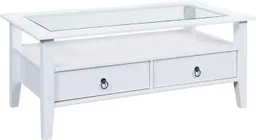 Inter Link Couchtisch Provence, Kiefer Massivholz, Glasplatte & Schublade, Landhausstil, Wohnzimmertisch, Sofatisch, Stauraum, BxTxH: 115 x 60 x 45 cm – Produktbild 1 von 1
