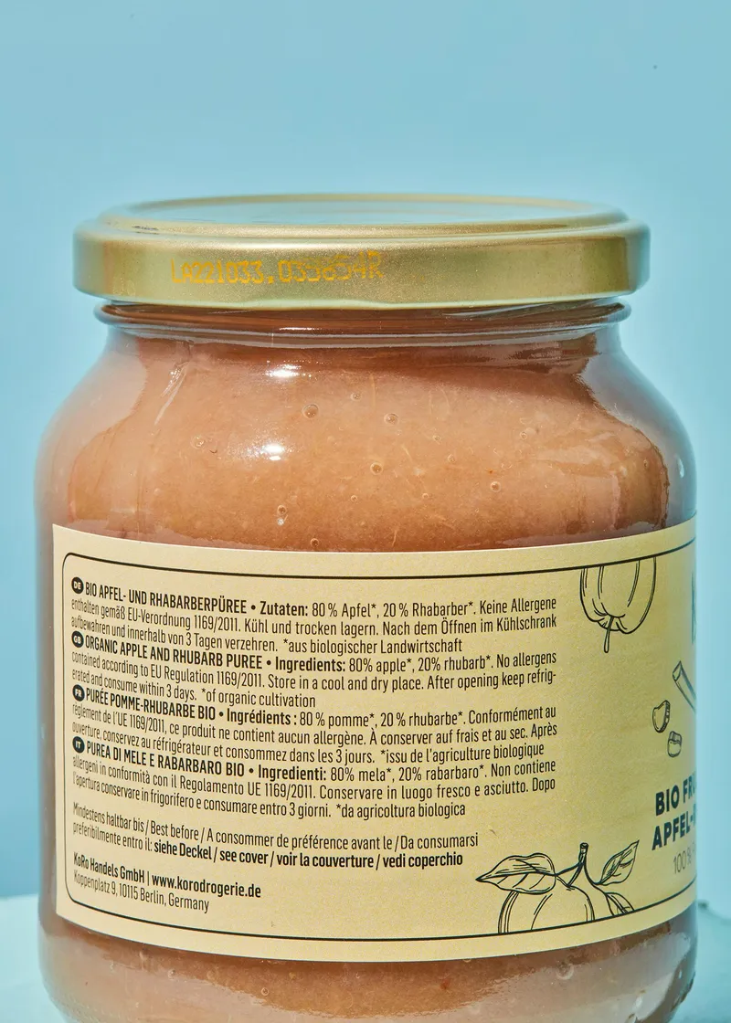 KoRo Bio Fruchtpüree Apfel-Rhabarber 6 x 360 g – Produktbild 4 von 5