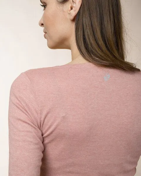 Alma & Lovis Alma & Lovis Ringel-Jerseyshirt aus Bio-Baumwolle | Melange Shirt, Rosa, – Produktbild 3 von 4