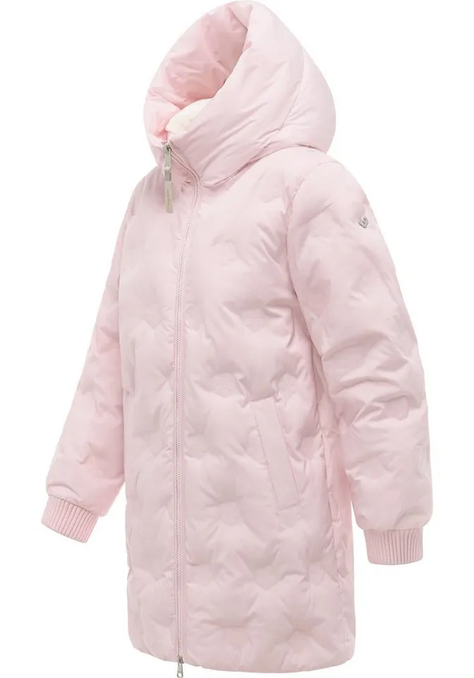 ragwear ragwear Kurzmantel Noxie Embossed Y Leichter Winter-Steppmantel mit Kapuze, wasserdicht, Rosa, – Produktbild 3 von 5
