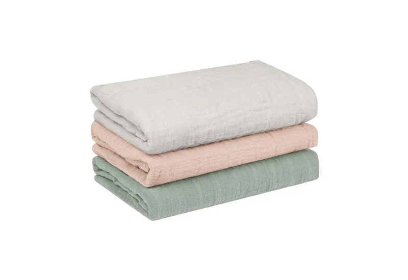 furora BABY furora BABY Spucktuch Baby Mulltücher Sets (Bio-Musselin: super soft) 80x80cm oder 25x25cm, Sehr weich, Beige|grün, – Produktbild 1 von 5