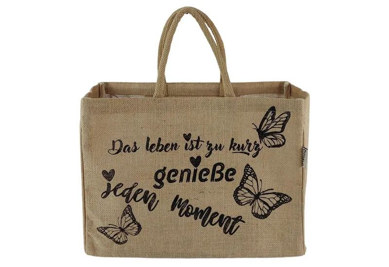 Domelo Domelo Einkaufskorb Jute Einkaufskorb, Vegan Einkaufstasche, Korbtasche, Shopping bag, Boden verstärkt, Beige, – Produktbild 1 von 5