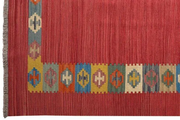 Rugtales Kelim Gashgai Rot „Rugtales“ aus Schurwolle, 160x201 cm, Rot, – Produktbild 4 von 4
