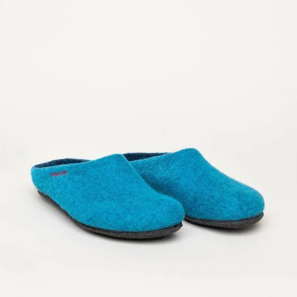 Magicfelt Magicfelt Filz-Hausschuh 709 aus 100% Merino-Wolle für Damen & Herren, Petrol, – Produktbild 1 von 4