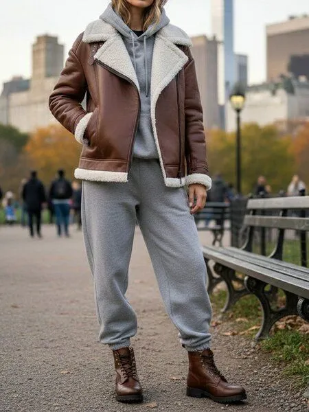 Will's Vegan Shop Will's Vegan Shop Übergroße Aviator-Jacke aus recyceltem veganem Shearling Damen, Schwarz, – Produktbild 2 von 2