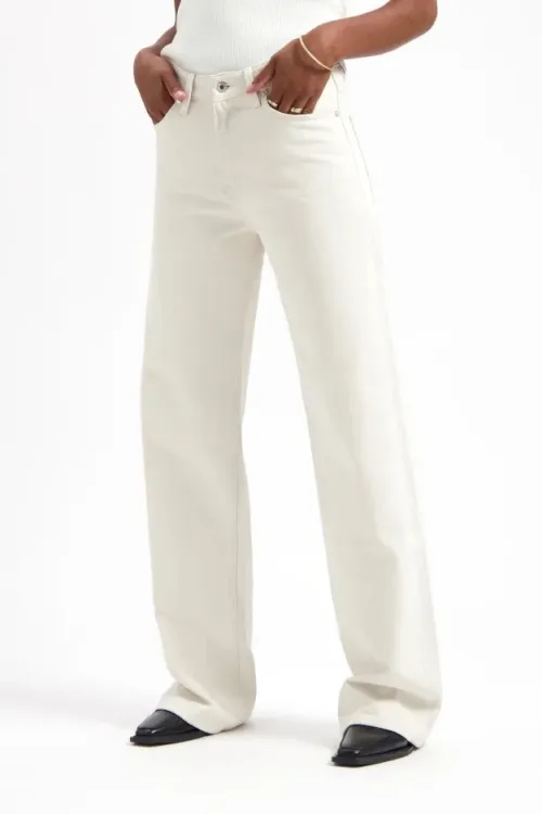 Kuyichi Kuyichi Damen vegan Jeans Locker Schlaghose Harper Ecru, Beige, – Produktbild 2 von 2