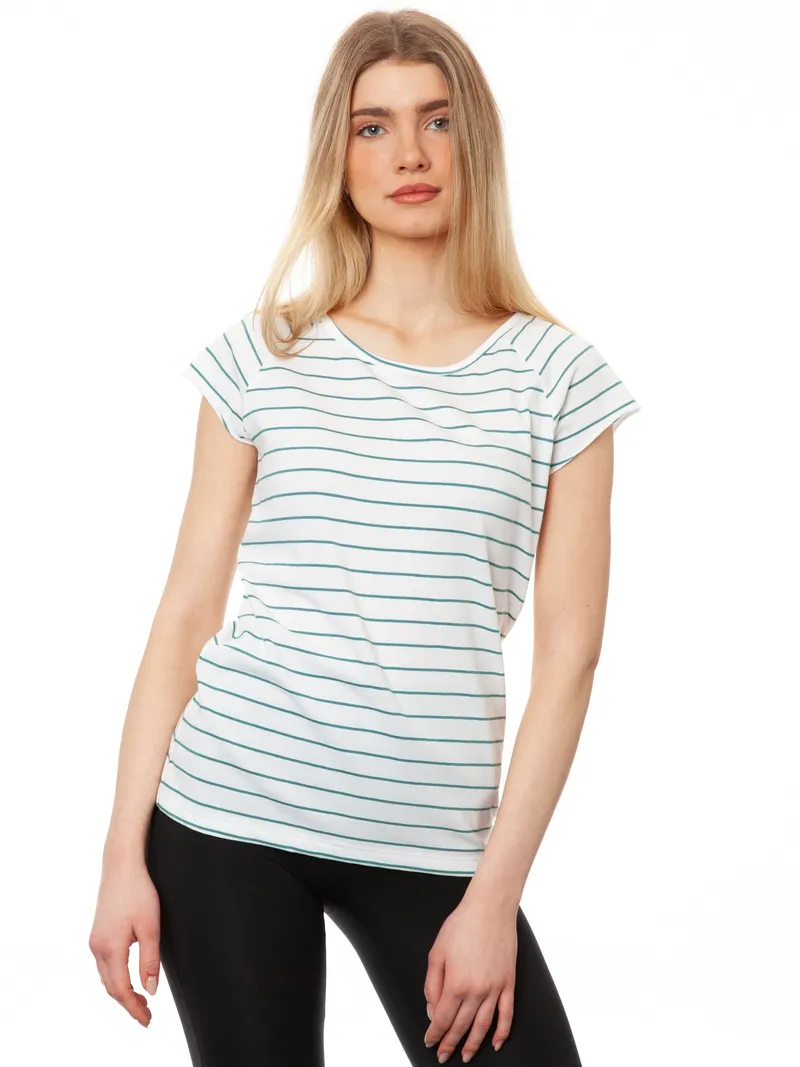 FellHerz Cap Sleeve striped white teal - M – Produktbild 1 von 1