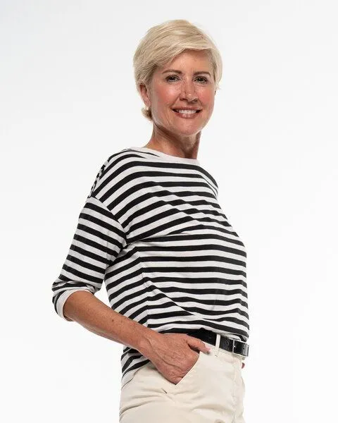 Alma & Lovis Alma & Lovis Lässiges 3/4 Arm Ringelshirt aus Organic Cotton | Ringel Longsleeve, Raven (schwarz-weiss), – Produktbild 4 von 4