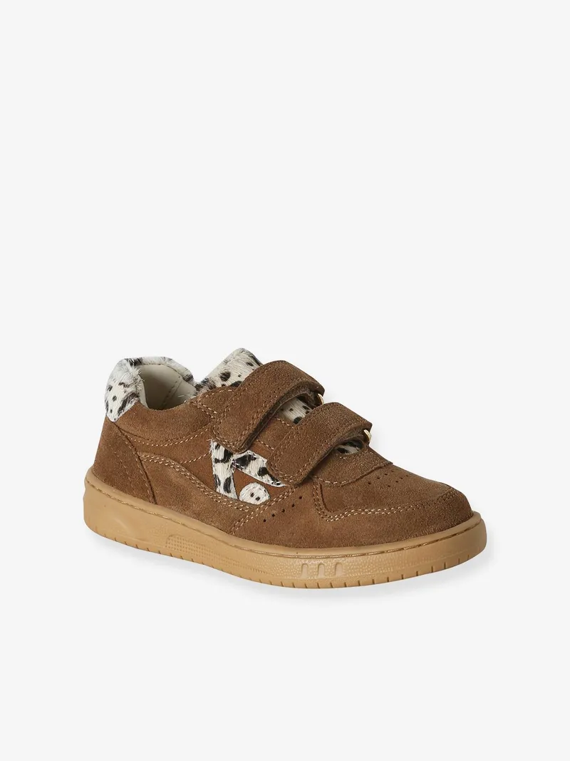 Vertbaudet Leder-Sneakers mit Klettverschluss Mädchen kuhprint, Braun kuhprint, – Produktbild 1 von 4