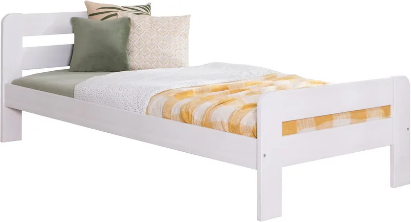 TICAA TICAA Massivholzbett "Bert", FSC®-zertifiziert (Kiefer), Jugendbett, mit Lattenrost (90x200cm, 100x200cm, 140x200cm), ideal für das Kinder- und Jugendzimmer, Massivholz, Weiß, – Produktbild 2 von 5