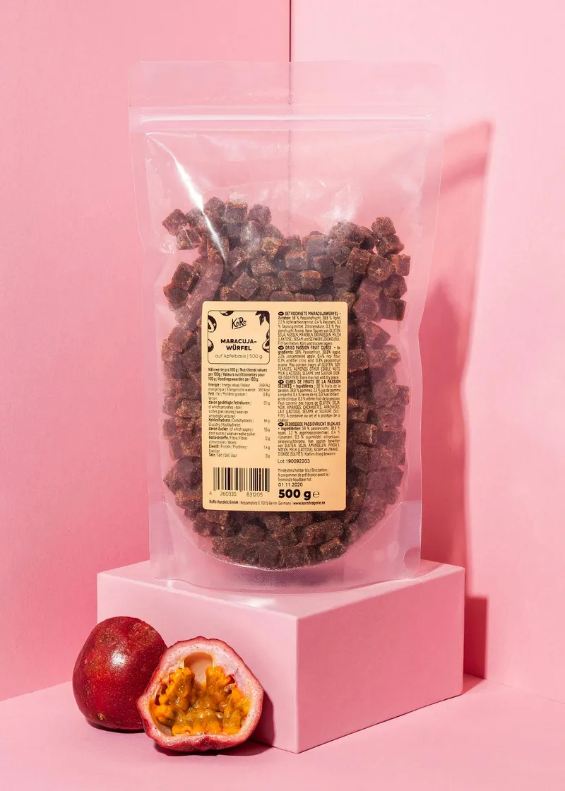 KoRo Passionsfrucht Würfel 500 g – Produktbild 1 von 5