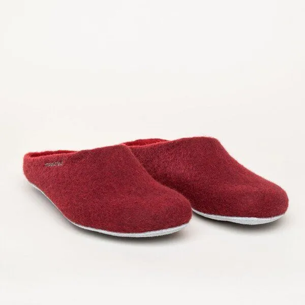 Magicfelt Magicfelt Filz-Hausschuh AP 701 aus 100% Merino-Wolle Pantoffeln für Damen & Herren mit Ledersohle, Dunkelrot, – Produktbild 1 von 4