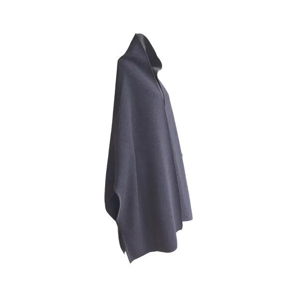 austriandesign.at austriandesign.at MantelCape reversibel aus extrafeiner Merinowolle, Blaugold/graublau, – Produktbild 1 von 3