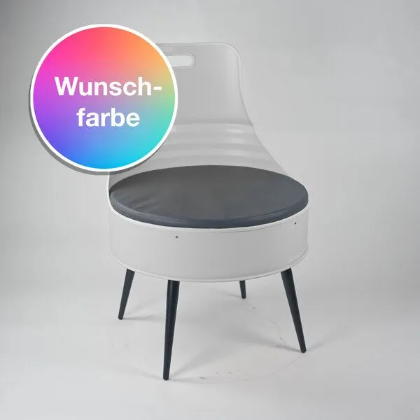 Lockengelöt Lockengelöt Stuhl aus einem Hamburger Ölfass, Wunschfarbe (gepulvert), – Produktbild 1 von 2