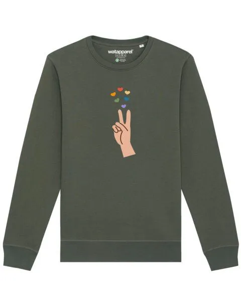 watapparel watapparel Sweatshirt Unisex Spread love, Khaki, – Produktbild 1 von 4
