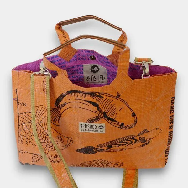REFISHED fair fashion REFISHED fair fashion Tasche 'ISOLDE BAG', #fish orange-schwarz, – Produktbild 6 von 6