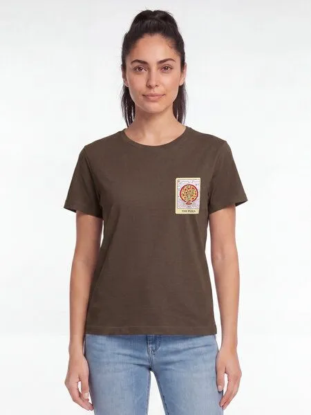 watapparel watapparel T-Shirt Frauen Tarot The Pizza, Mocha, – Produktbild 2 von 2
