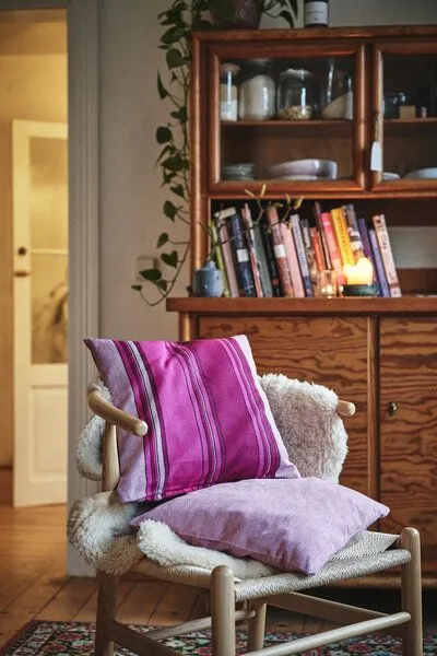 HängemattenGlück HängemattenGlück Sofakissen / Kopfkissen aus reiner Bio Baumwolle (Bezug und Füllung) 60x60cm Lilatöne, Rose (rosa), – Produktbild 4 von 4