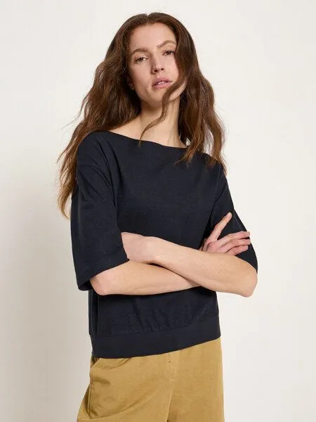 LANIUS LANIUS U-Boot-Shirt mit 3/4-Arm, Onyx, – Produktbild 2 von 4