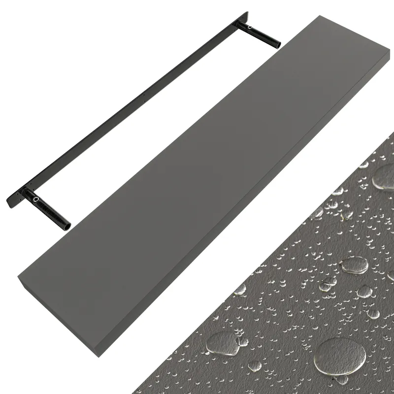 Casaria® Wandregal Schweberegal 110cm Grau + Halterung, Grau, – Produktbild 1 von 2