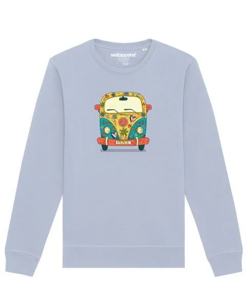 watapparel watapparel Sweatshirt Unisex Hippies Bus, Serene blue, – Produktbild 1 von 4