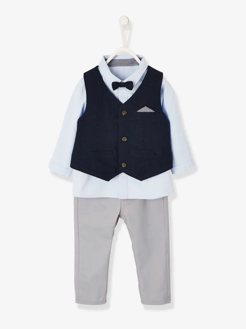 Vertbaudet Vertbaudet Festliches Jungen Baby-Set, Blau/nachtblau/grau, – Produktbild 3 von 4